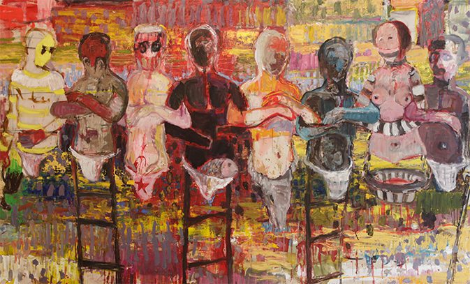 Misheck Masamvu, 'Broken silence' (detail), oil on canvas, 290cm 165cm. Courtesy: the artist.
