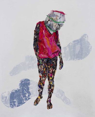 Vitshois Mwilambwe, Ego, mixed media, acrylic and collage on canvas, 2013 (courtesy of the artist)