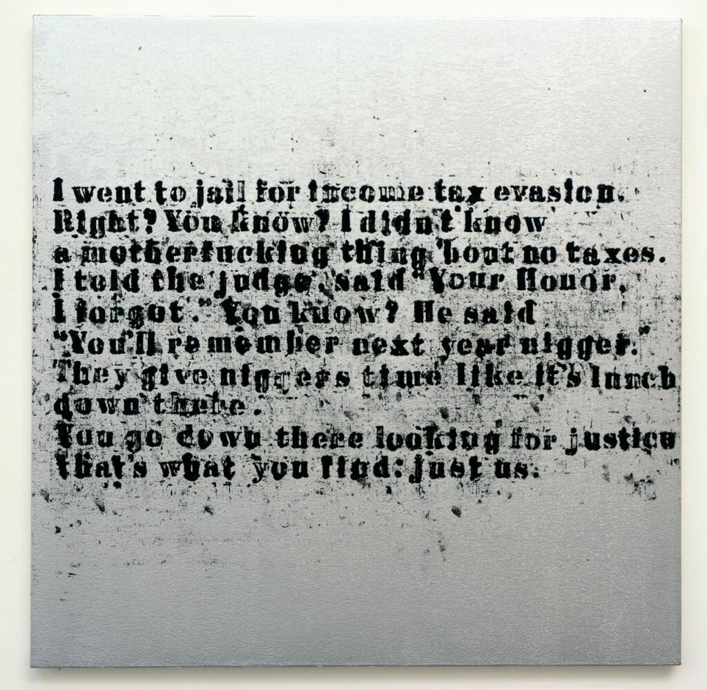 Glenn Ligon Just Us #6, 2008. Acrylic and oilstick on canvas, Photo courtesy of the Danjuma Collection
