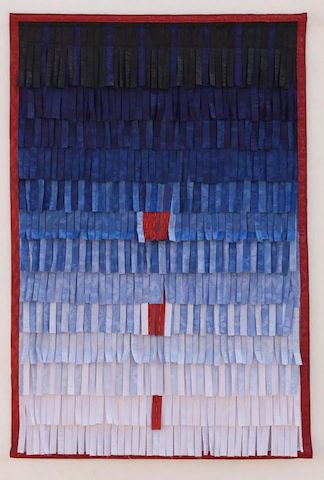 Composition: No.16 (Bleu Rouge) 2014. Textile 206x136 cm © Abdoulaye Konaté