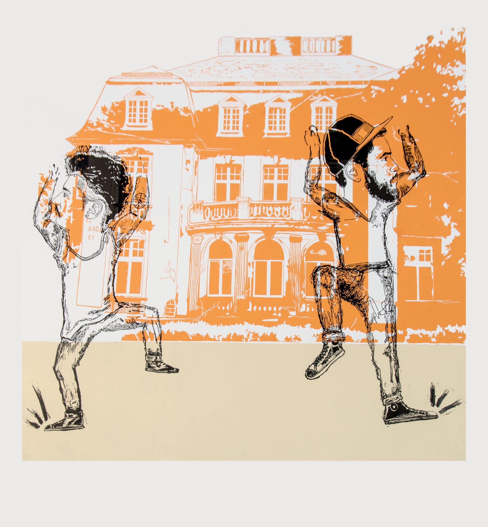 Chad Cordeiro Untitled, 2015, Linocut on paper, 93 x 86 cm, artist’s collection, Weltkulturen Museum, Photo: Wolfgang Günzel