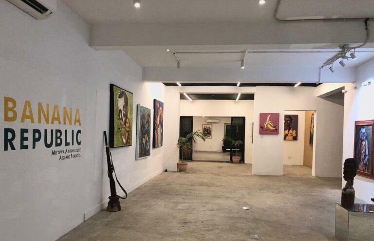 Muyiwa Akinwolere and Agemo Francis, Banana Republic, installation view. Courtesy of A White Space.