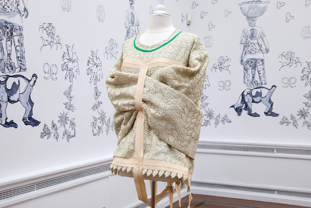 Godfried Donkor, Rebel Madonna Lace Collection (2016), Installation shot from EVA International – Ireland’s Biennial, 2016, Photo Miriam O’Connor, Courtesy the artist and EVA International - Ireland’s Biennial, Still (the) Barbarians, Limerick City, Ireland, 16 April – 17 July 2016, www.eva.ie