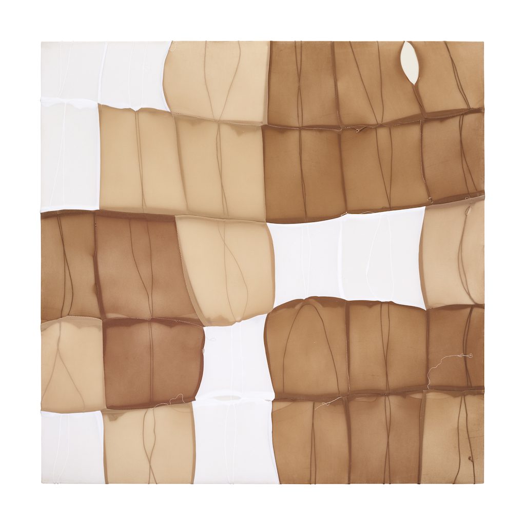 Turiya Magadlela, I never made Swan Lake 5 (2015). Nylon- and cotton pantyhose, thread and sealant on canvas. Courtesy of the artist and blank projects