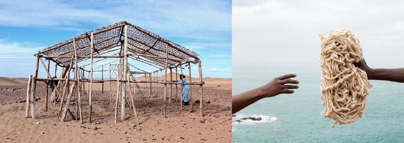 Accumulations, assemblages (III), House Frame, Yarn, Tagounite & Cape Spartel, Morocco, Archival colour pigment prints, 20 x 56 cm, 2016