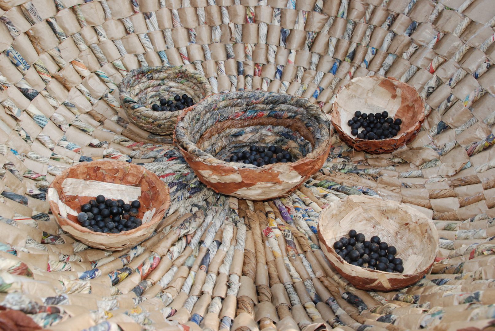 Sheila Natikende, Gwa Mululu, 2016. Waste paper and bark cloth. (Let's Talk About Omweso feature 2016). Courtesy of the artist