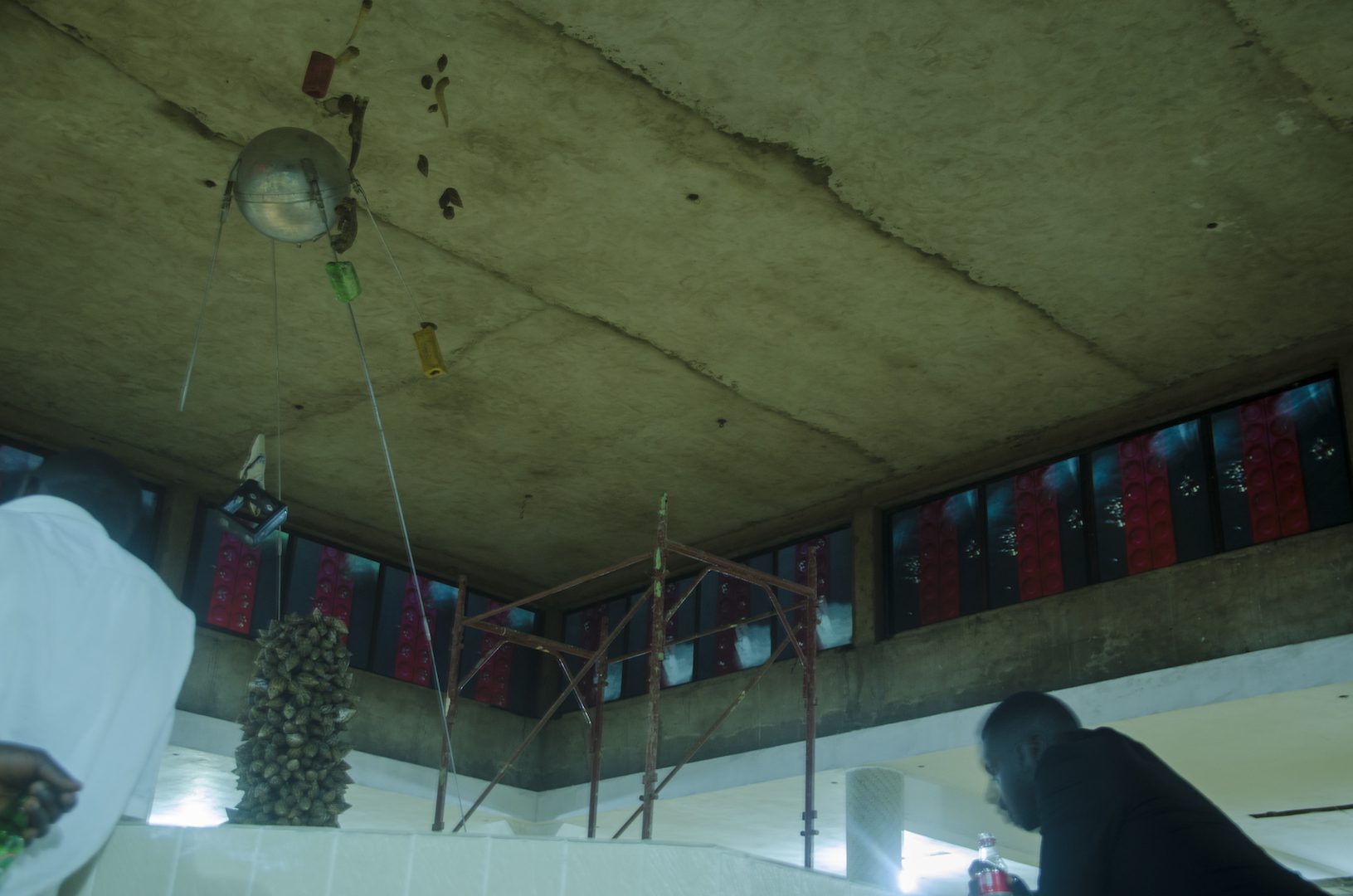 Sputnik 1 model donated to the Museum of Science and Technology in Accra by the Russian Embassy in 1981. Cornfields in Accra, 2016. Courtesy of Moses Serubiri