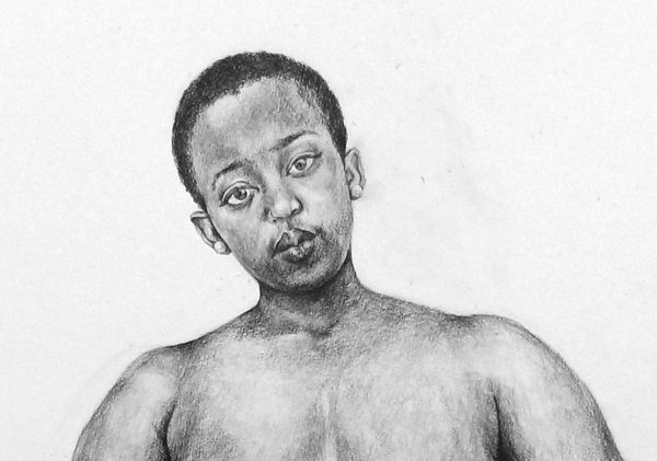 Phoebe Boswell 'Pieces of a (Wo)Man 2017 pencil on paper 150cm x 120cm courtesy of the artist and Tiwani Contemporary