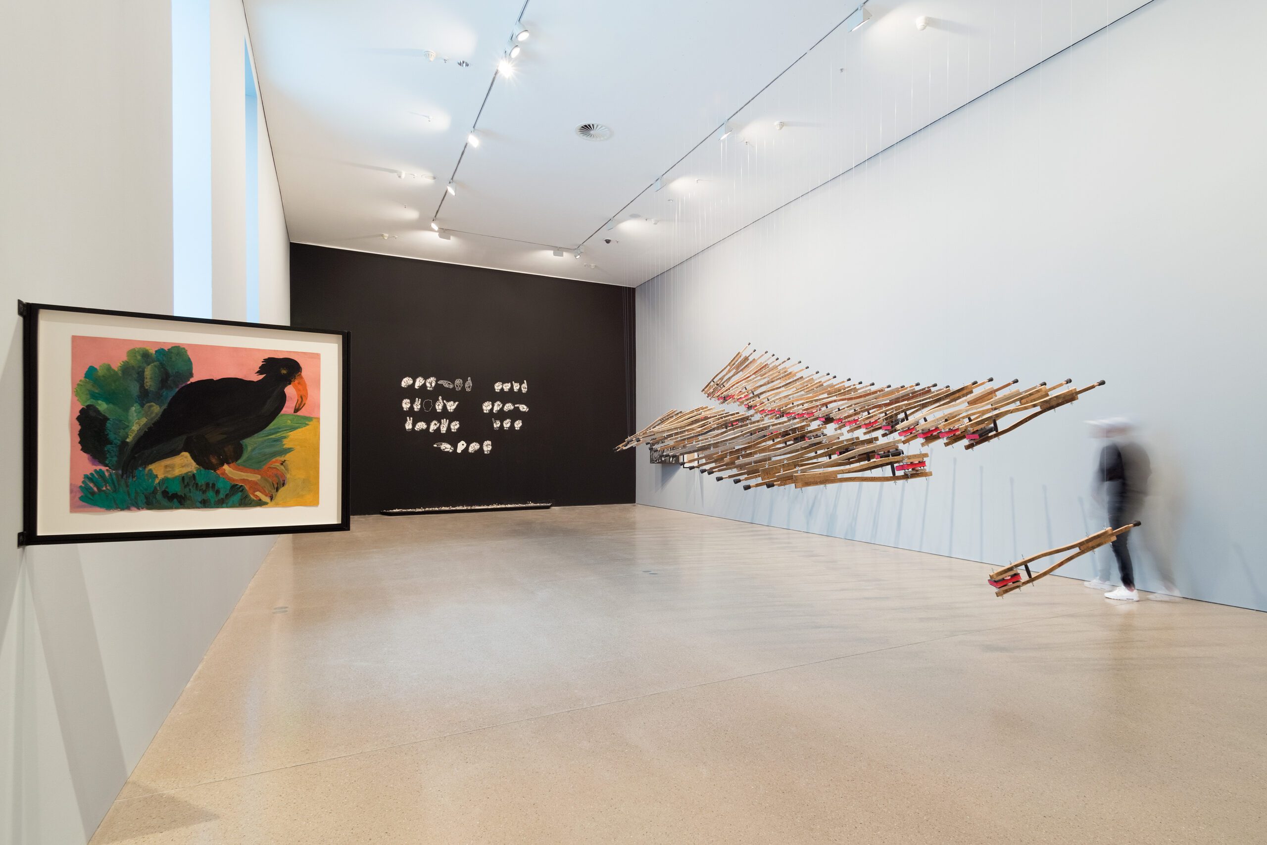 Kemang Wa Lehulere. Installation view Kemang Wa Lehulere: Bird Song. Deutsche Bank KunstHalle, 2017. Photo by Mathias Schormann. © Kemang Wa Lehulere, Sophia Lehulere, Gladys Mgudlandlu, courtesy STEVENSON Cape Town and Johannesburg 