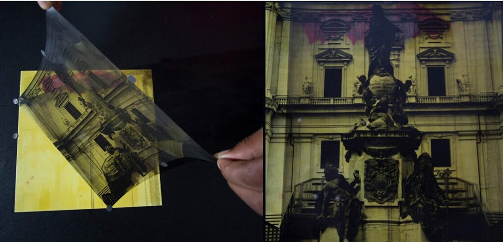 Abraham Oghobase, The Space Between, 2016, Lithograph in progress, 10 × 10 in. (25.4 × 25.4 cm).