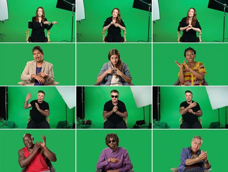 Candice Breitz, Love Story, 2016. Featuring Alec Baldwin and Julianne Moore. 7-Channel Installation