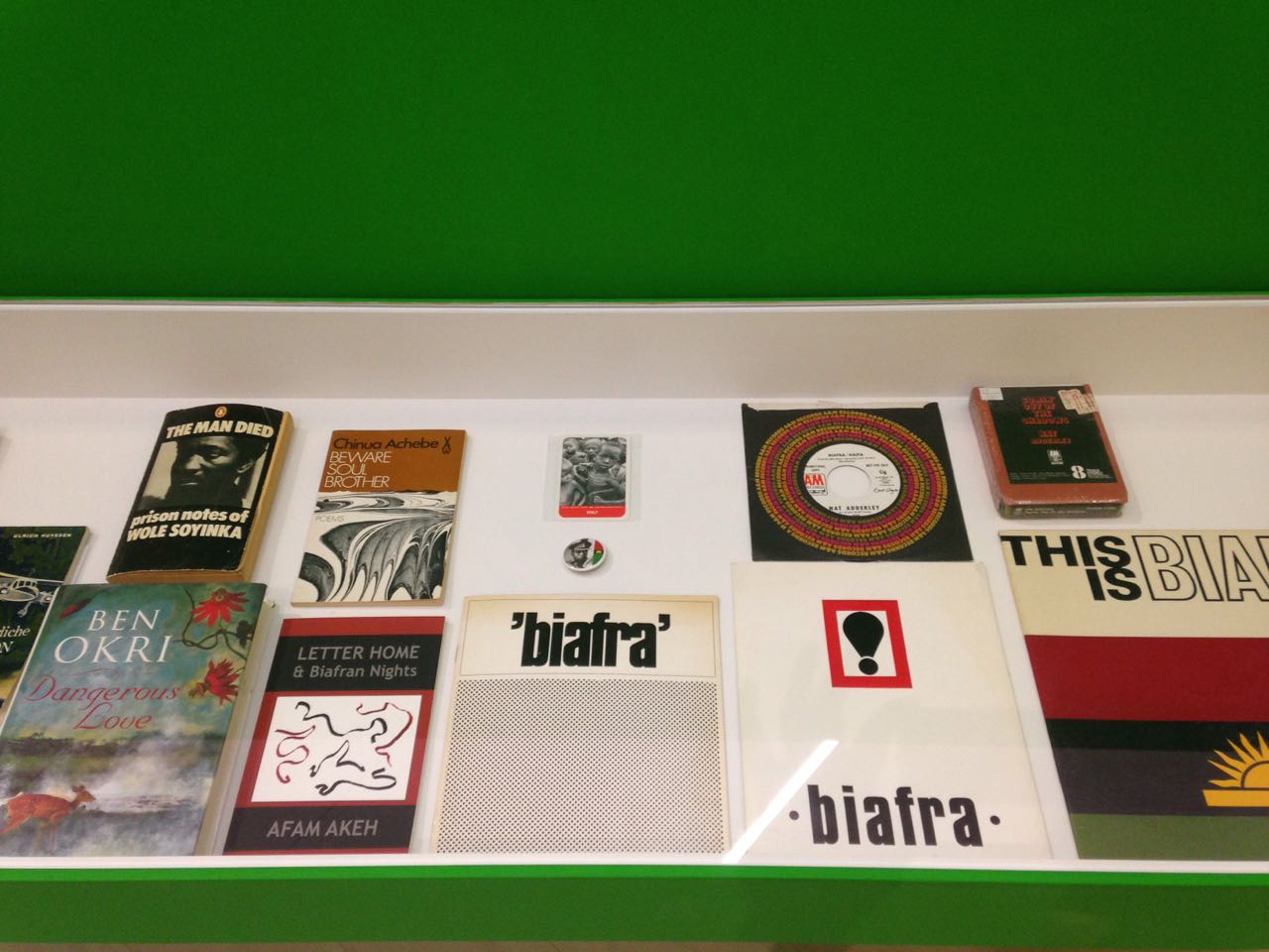 Olu Oguibe, installation view Biafra Time Capsule, 2017. Books, archival objects, mixed media. documenta 14 in Athens, 2017. Photo by C&