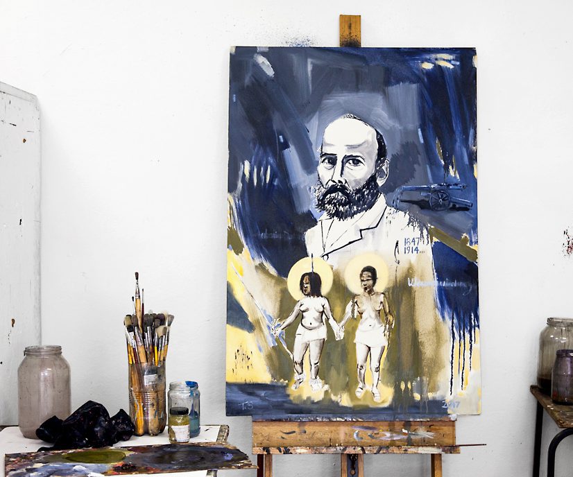 The memory of De la Rey being disappeared by the chant of Zulu maidens (Studio View)  | 2017 | Oil on Canvas | 120 x 80 cm