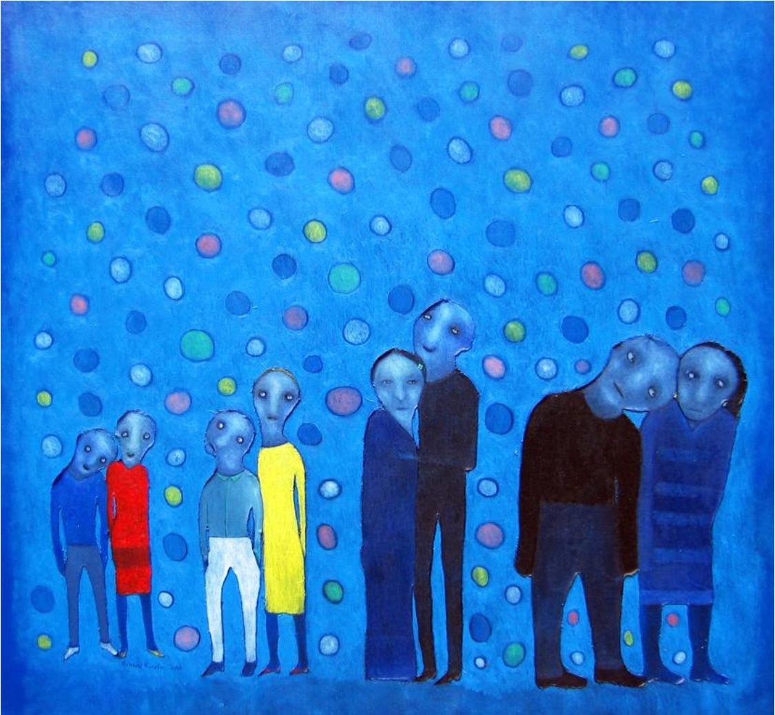 Richard Kimathi, Bubbles, 2016, mixed media on canvas, 158 x 142cm. Image courtesy of the artist and One-off Gallery, Nairobi.