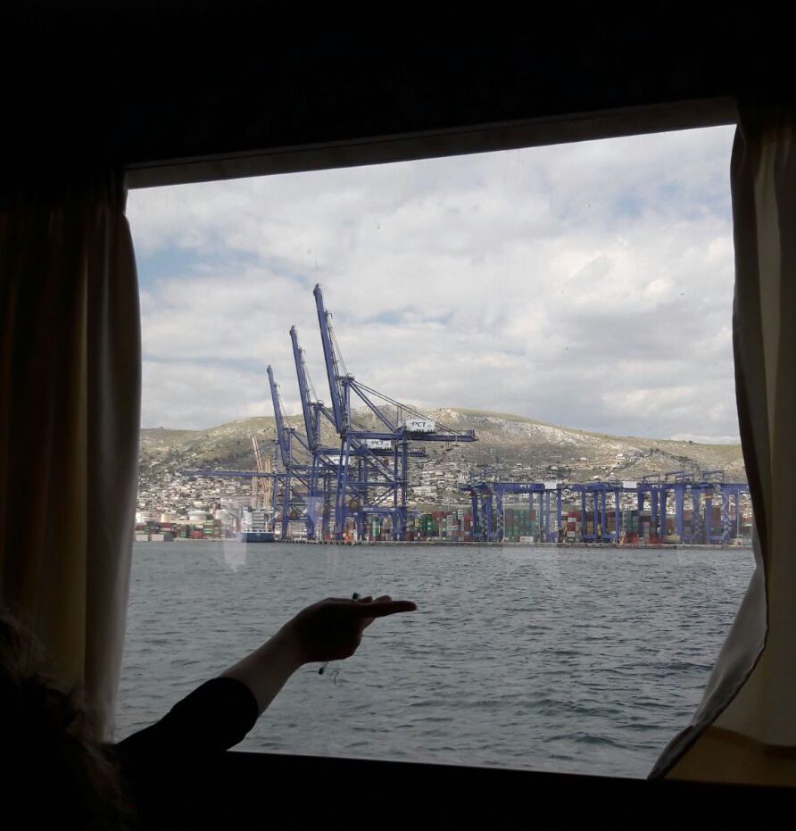 Through the window of the Boat of History. The Parliament of Bodies, Documenta 14. Photo by and courtesy of Nikos Doulos*