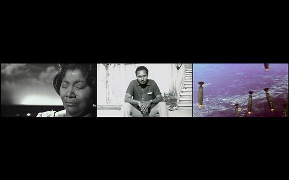 John Akomfrah (British, born 1957) . The Unfinished Conversation. 2012. Three-channel video (color, sound). 45 min. The Contemporary Arts Council of the Museum of Modern Art, The Friends of Education of The Museum of Modern Art, and through the generosity of Bilge Ogut and Haro Cumbusyan, 2016. © 2017 John Akomfrah.