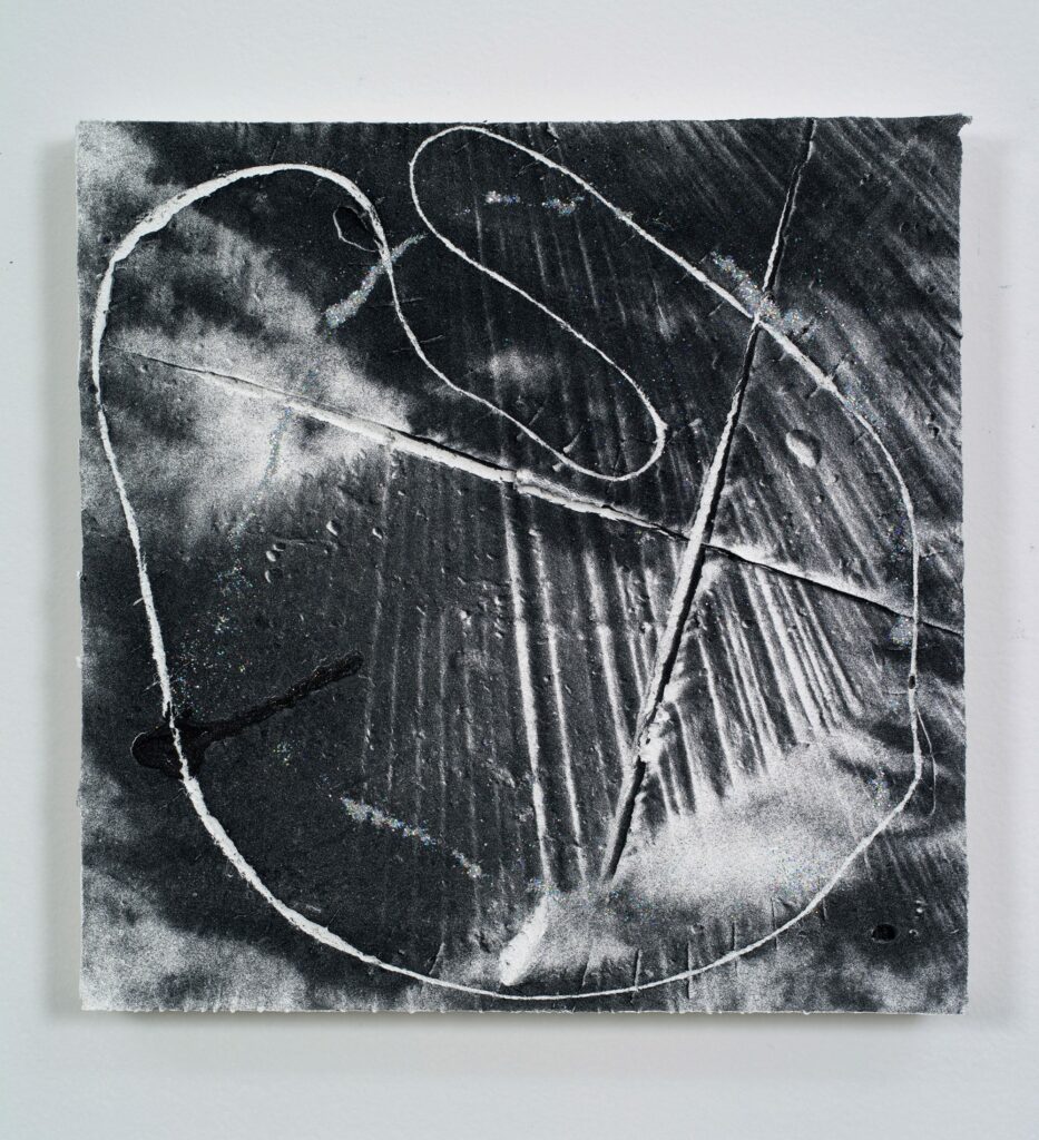 Jack Whitten, Virgin Space, Loop #20, 2012, Black Cat and Acrylic on Canvas 12 x 12 inch © Jack Whitten | Courtesy the artist and Hauser & Wirth