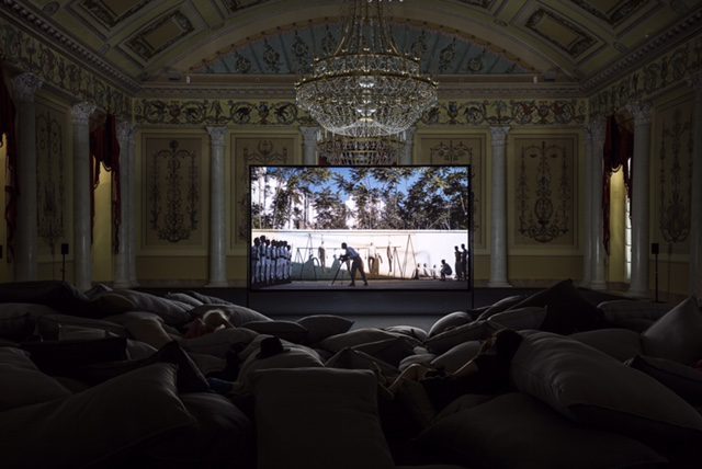 Narimane Mari, Le fort des fous, 2017, vidéo numérique, ​vue de l'installation, Ballhaus, Cassel, documenta 14, photo: Fred Dott

