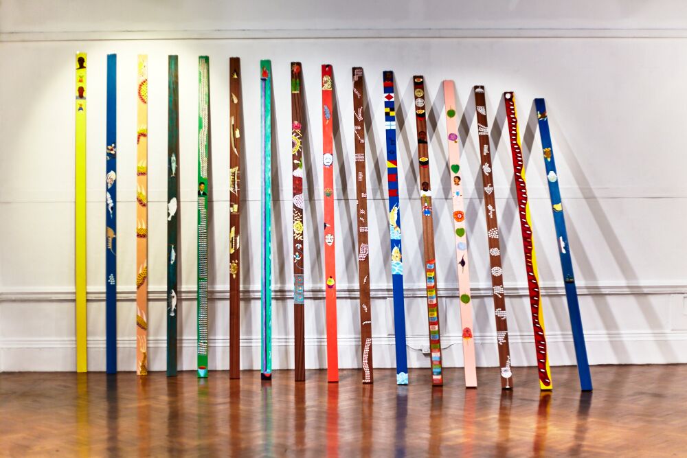 Lubaina Himid, Drowned Orchard: Secret Boatyard, installation view Bury Art Gallery, 2015 © Denise Swanson