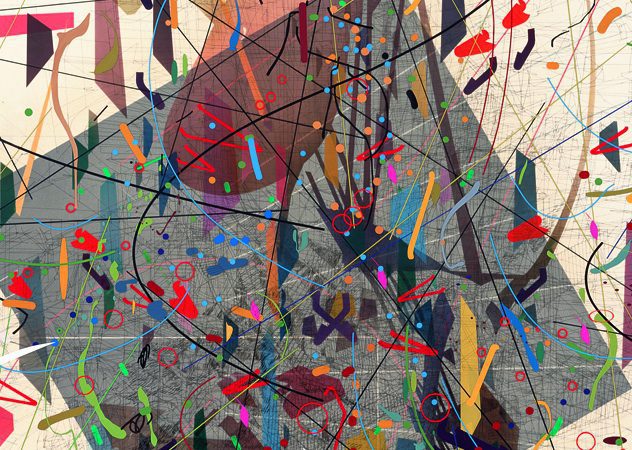 Julie Mehretu
Zero Canyon (a dissimulation), 2006
Ink and acrylic on canvas
304.8 x 213.4 cm
(JM 1290.06)
MUSAC Collection. Courtesy of the artist and Marian Goodman Gallery, Nueva York. © Julie Mehretu”