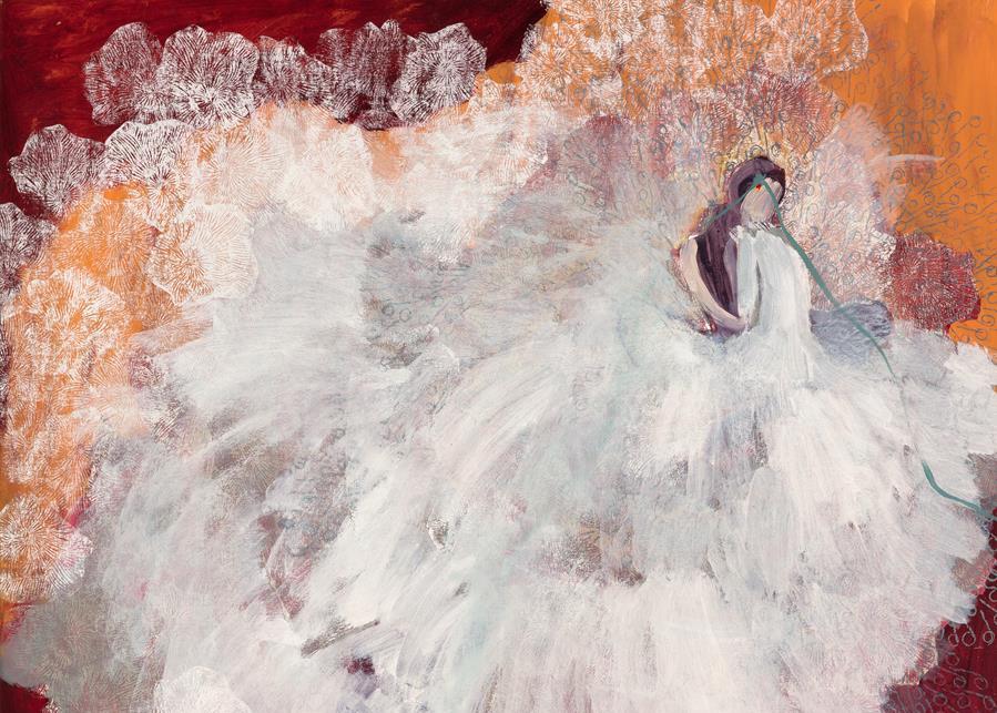 Portia Zvavahera, Murudo (In love), 2017, oil-based printing ink and oil bar on canvas, 110 x 98cm