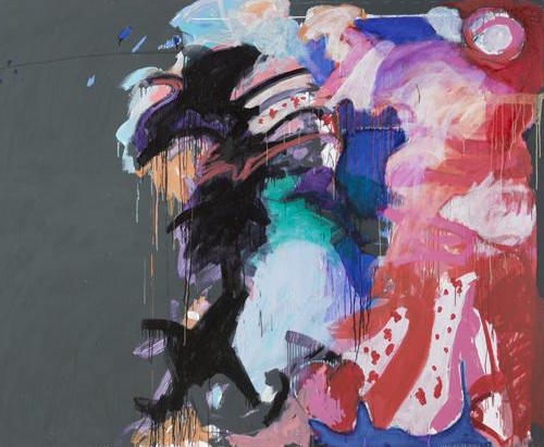 Mary Lovelace O’Neal, Racism is Like Rain, Either it’s Raining or it’s Gathering Somewhere (detail), 1993; Acrylic on canvas, 86 x 138 in.; Mott-Warsh Collection, Flint, Michigan; © Mary Lovelace O’Neal