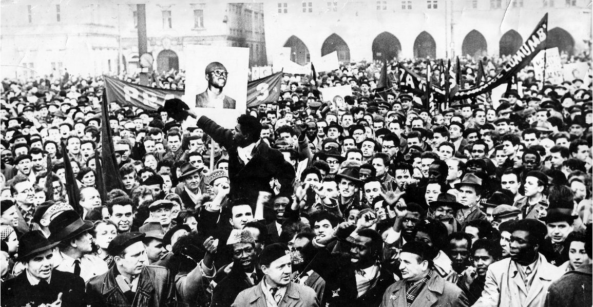 Demonstration against the murder of Patrice Lumumba, Prague1961. Archive of Piyasiri Gunaratna