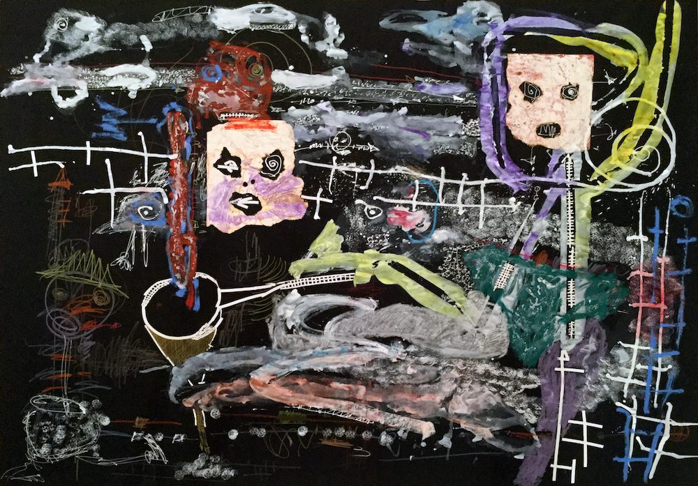 Thierry Oussou, Untitled, 2016, Mixed media on paper, 152 x 201 cm. Courtesy the artist and Tiwani Contemporary