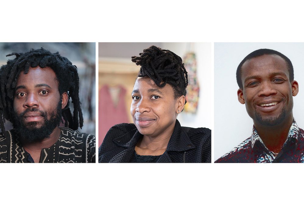 Henrike Grohs Art Award 2018: Shortlisted Artists, left to right: Em’kal Eyongakpa, Georgina Maxim and Makouvia Kokou Ferdinand