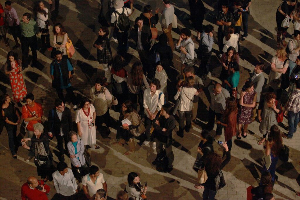 Gathering of Sharjah Biennial 11 attendees, 2013. Image courtesy of Sharjah Art Foundation.
