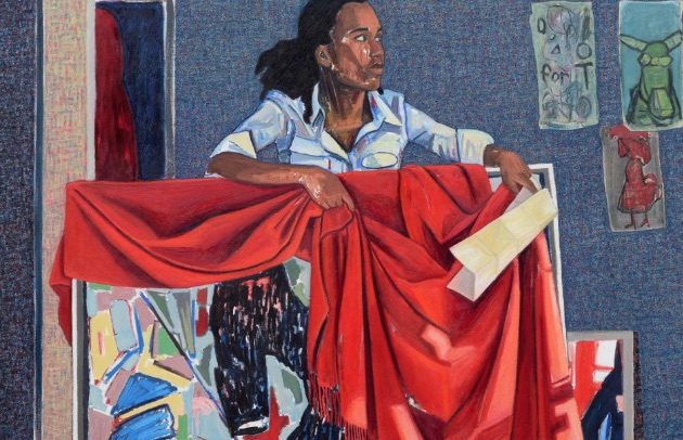 Mequitta Ahuja, Material Support (detail), 2017, oil on Canvas, 213.4 x 203.2 cm