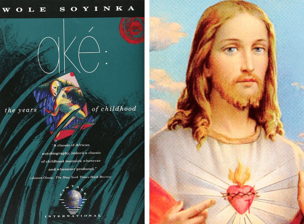 (left) Cover Ake: The Years of Childhood by Wole Soyinka. (right) Jesus Christ
