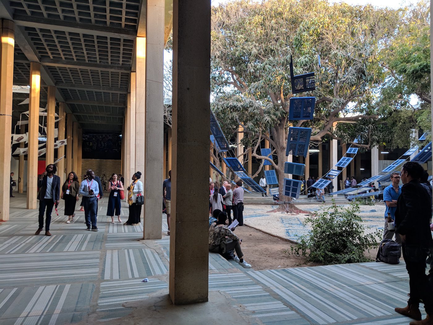 Courtyard Ancien Palais de Justice, Pascale Monnin (blue). Photo: C&