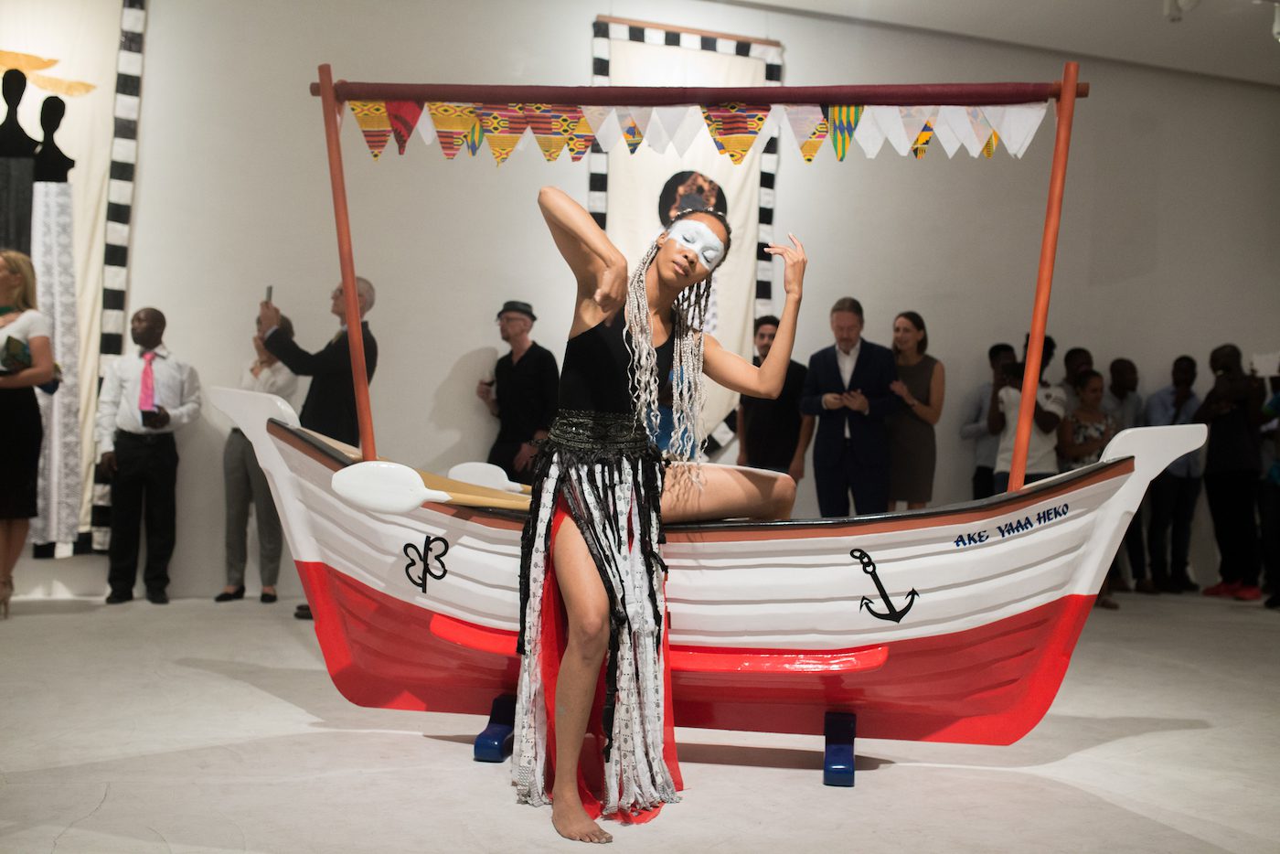 Paa Joe and Elisabeth Efua Sutherland, Akԑ yaaa heko // One does not take it anywhere, opening. Courtesy Gallery 1957, Accra. Photo Nii Odzenma