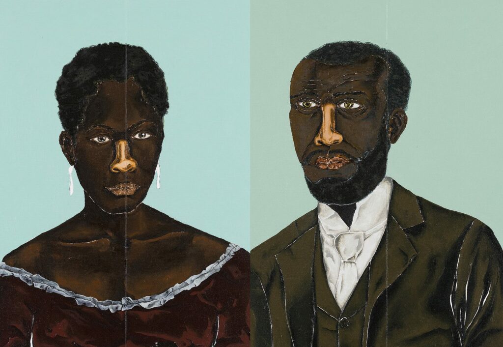 From left to right: Dalton Paula, Zeferina, 2018. João de Deus Nascimento, 2018. Oil on canvas, 45 x 61 cm. Collection of the artist, Goiânia, Brazil.