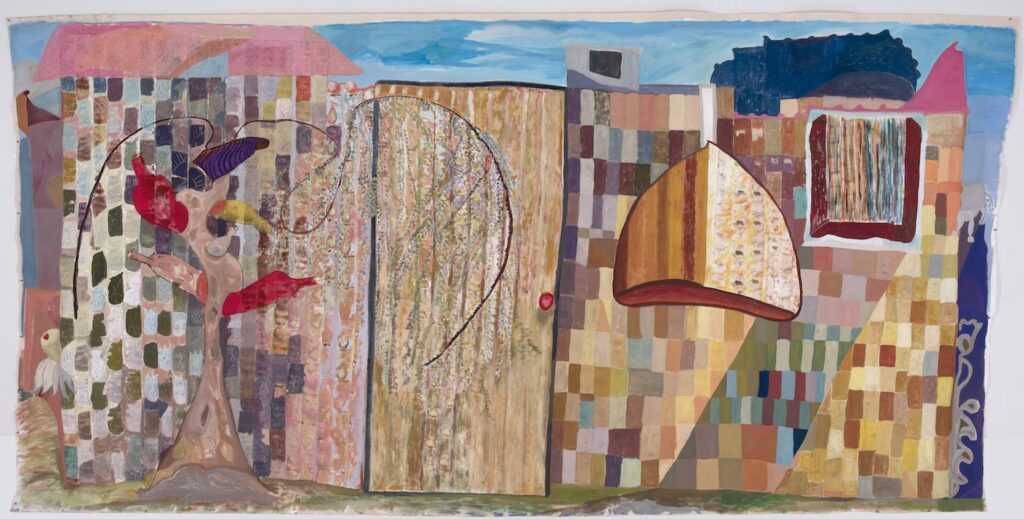 Ficre  Ghebreyesus, Zememesh Behr's Magic Garden. n.d. Acrylic  on  canvas, 190 x 95 inches. Courtesy Elizabeth Alexander. Ficre  Ghebreyesus Estate