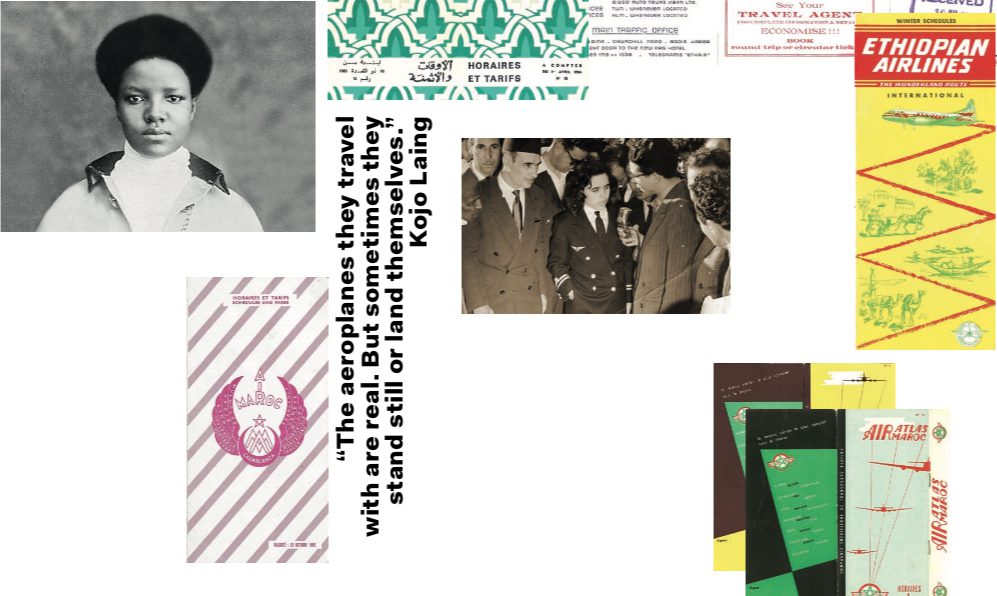 Image: Detail from Women on Aeroplanes Inflight Magazine #1, 2018 with the portraits of Muluemebet Emiru (left) and Touria Chaoui (right). Design by Very (Alex Papadopoulou, Marie Schoppmann and Nathalie Landenberger)