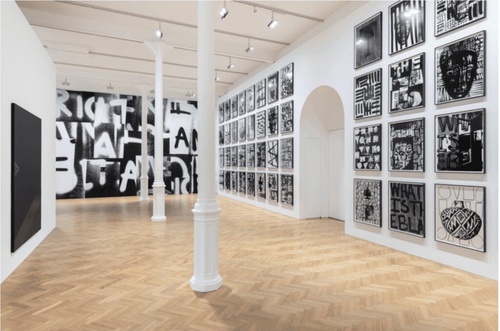 Installation view of “Adam Pendleton: Our Ideas” at Pace Gallery, London (Oct. 2-Nov. 9, 2018). | via Pace Gallery