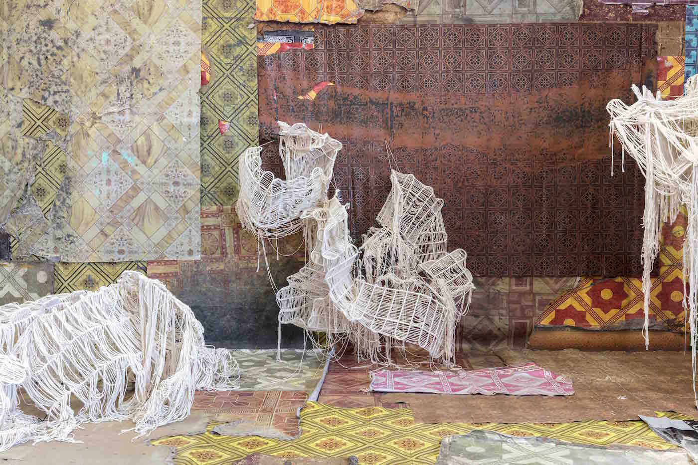 Igshaan Adams, When Dust Settles, 2018 . Installation view. Courtesy of Blank Projects. 