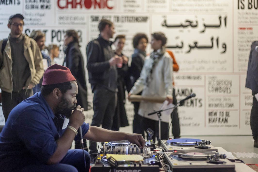 Preview of The Chimurenga Library at The Showroom, London 2015 Photo: Dan Weill. Courtesy Chimurenga, The Otolith Collective and The Showroom.