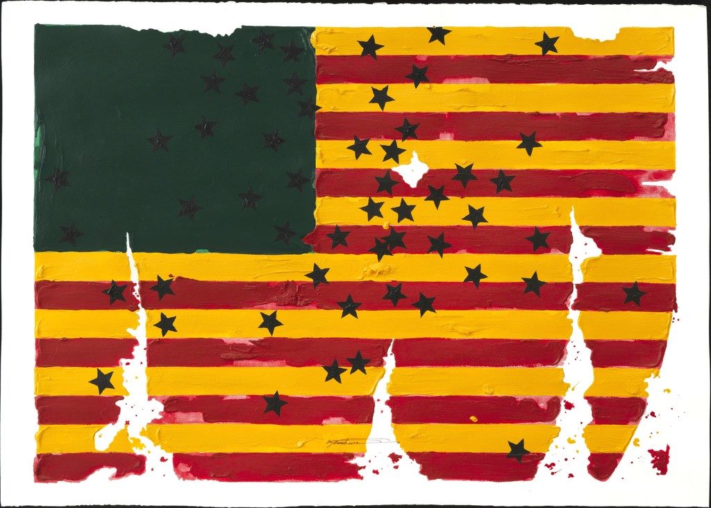 Nu Barreto, Etats Désunis d’Afrique (EDA) / Desunited States of Africa (DSA), 2017. Acrylic on Fabriano paper, 27 3/5 × 39 2/5 in; 70 × 100 cm. Courtesy 