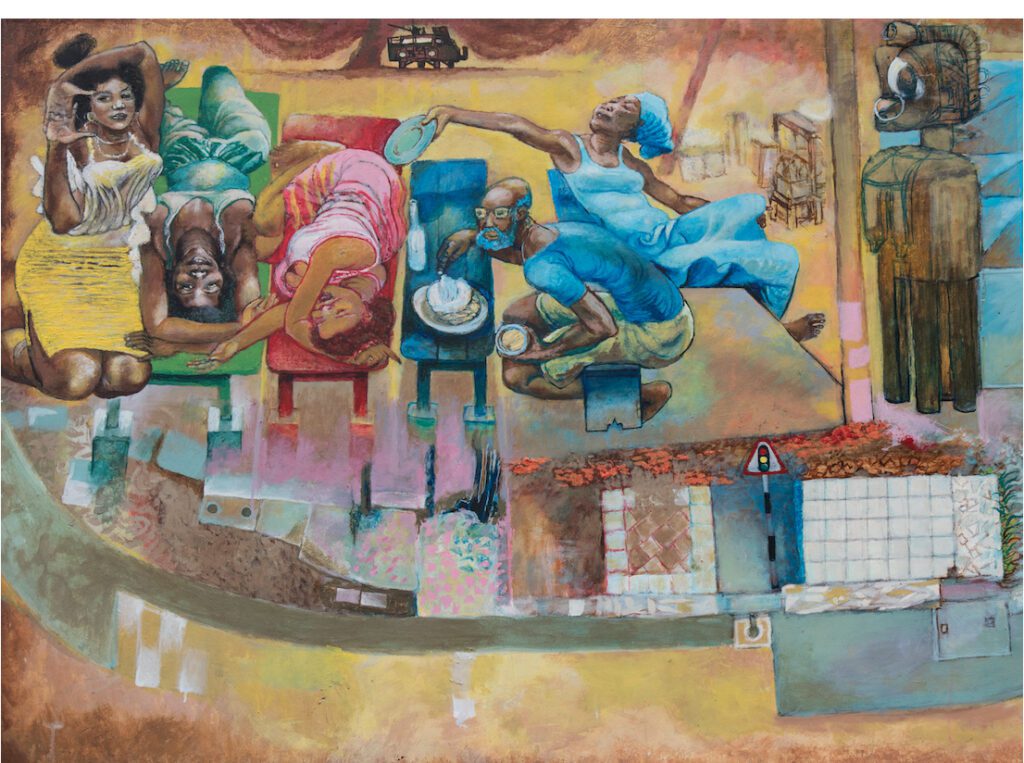 Kofi Dawson, Our Spot (Detail), 2018, acrylic on canvas. Courtesy of the Artist