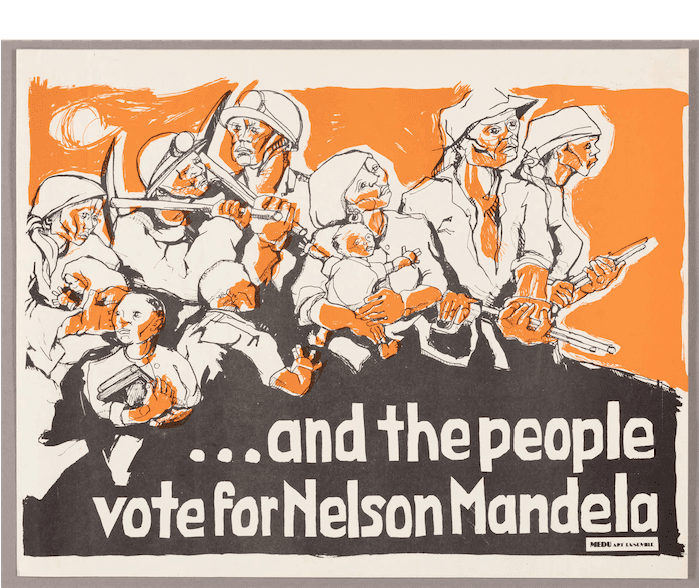 Medu Art Ensemble (Judy A. Seidman). . . . and the people vote for Nelson Mandela, 1981. The Art Institute of Chicago, gift of Artworkers Retirement Society. © Medu Art Ensemble.