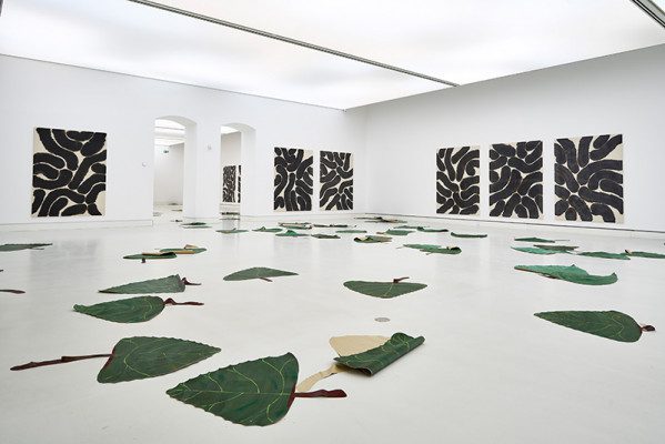 Installation view room 3: Latifa Echakhch, Populus Nigra and paintings, 2019, Courtesy of kamel mennour, kaufmann repetto, Dvir