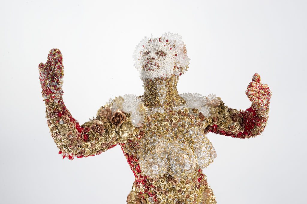 Athi-Patra Ruga, 'Proposed Model of Francois Feral Benga' (1906-1957), 2018, High-density foam, artifical flowers and jewels, Approx 280 x 100 x 180 cm, Multiple 2 of 3 + 1 AP 02