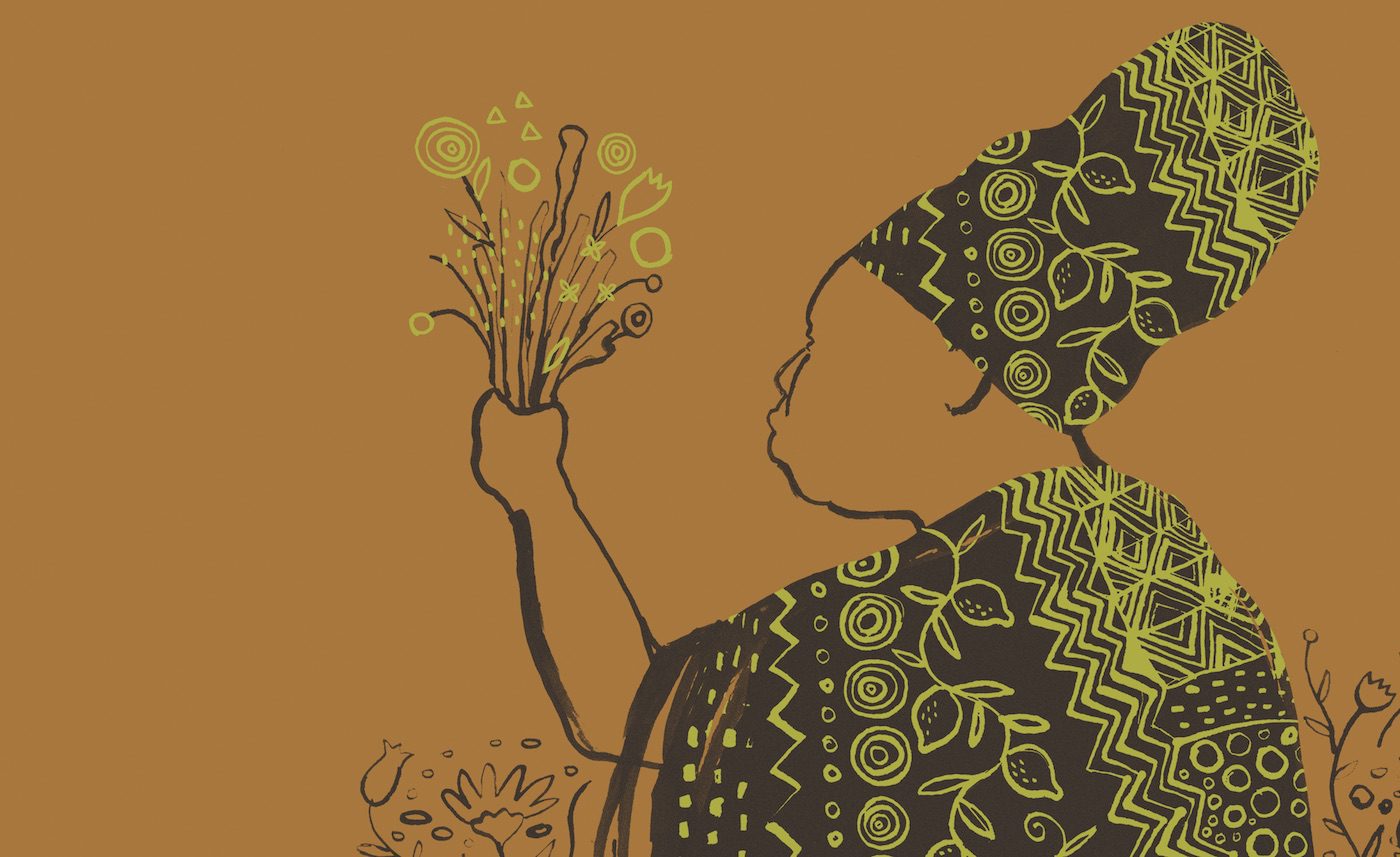 Illustration by Edson Ikê, inspired by self-portrait images from Khadija Saye’s Venice Biennale series Dwelling: In This Space We Breat