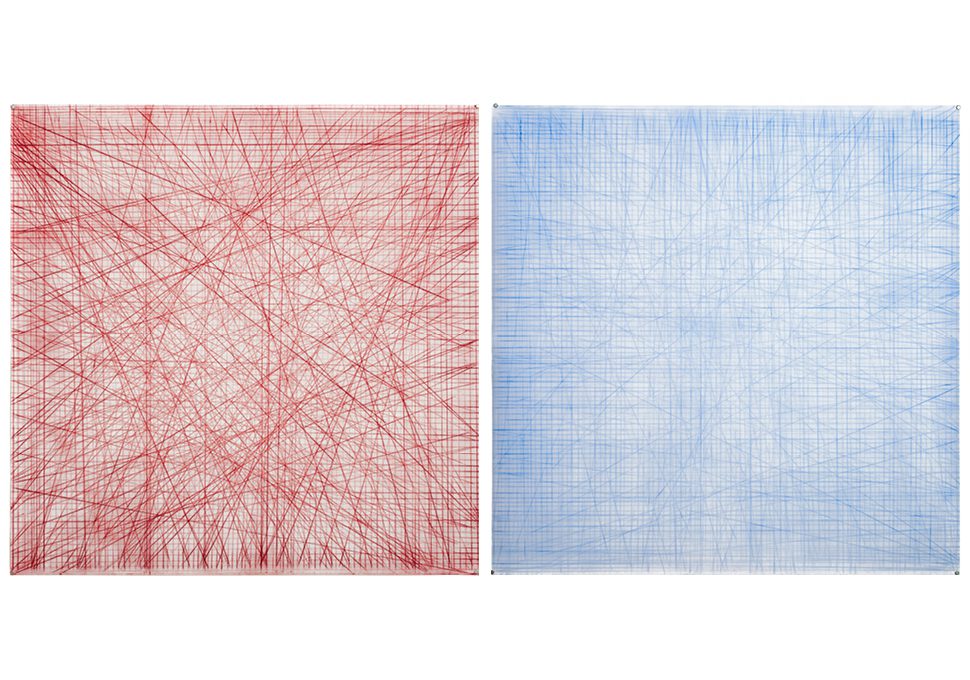 Kapwani Kiwanga Proximity, 2019 Chalk line on 120gsm paper 122 x 122cm, Unique from a series of 10 