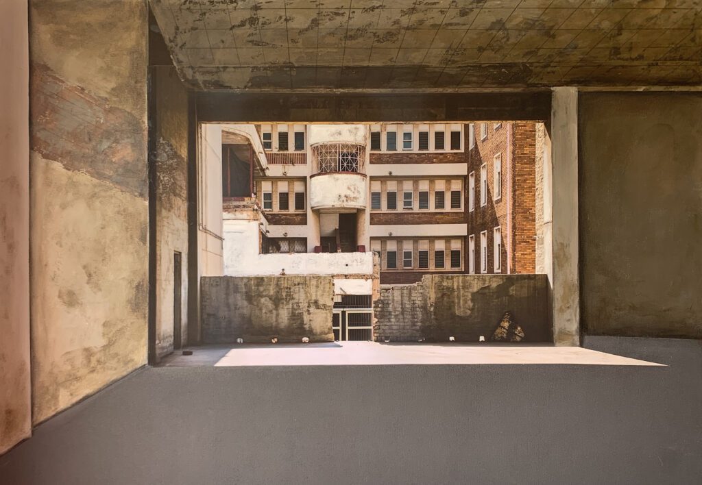 Sam Nhlengethwa
View of Transwerke from Constitution Hill 2019, Mixed media on canvas, Work: 95 x 115 cm
Unique