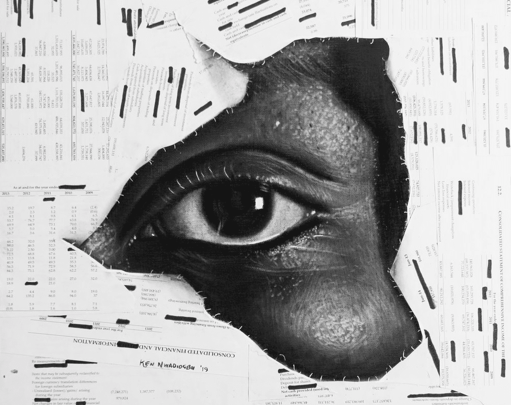 Ken Nwadiogbu, Eye Witness I (Detail), 2019. Courtesy the artist and Brick Lane Gallery London.