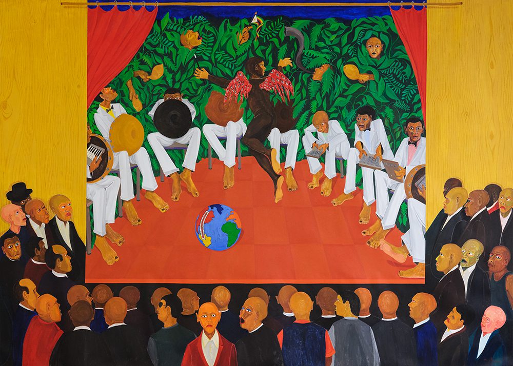 Richard Mudariki / Bira Re-climate change » Richard Mudariki / acrylique sur toile / Acrylic on canvas, 2019 210 x 300 cm
